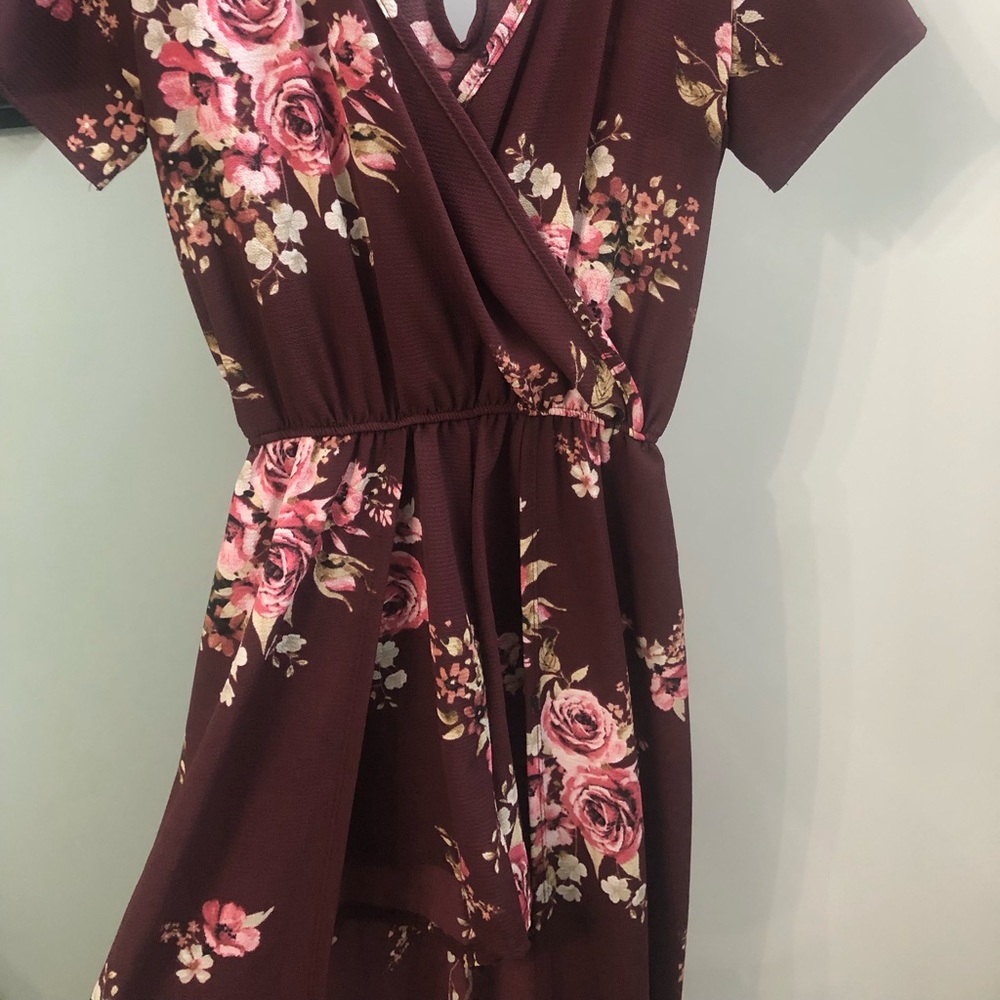 Pink floral short romper/dress